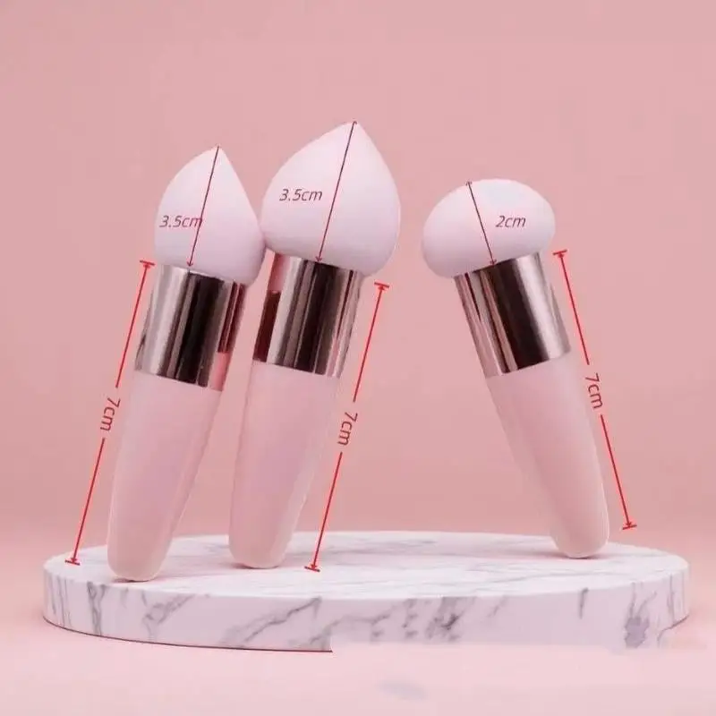 3-teiliges Set Pilzkopf-Make-up-Pinsel für Damen, Beauty-Foundation-Schwamm, Puderquaste mit Griff, Glatt Geformtes Kosmetikwerkzeug – Detail 7