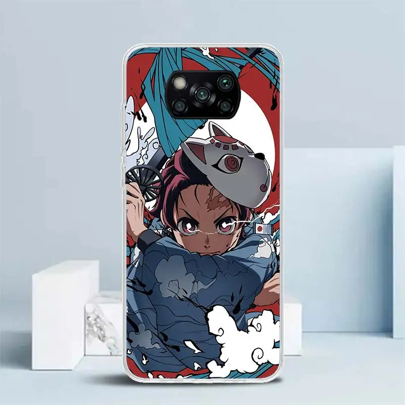 Demon Slayer Tanjiro Soft Cover for Xiaomi Poco X5 Pro X4 Gt X3 Nfc M5S Print Phone Case M4 M3 M2 F3 F2 F1 Mi Note 10 Lite Coque