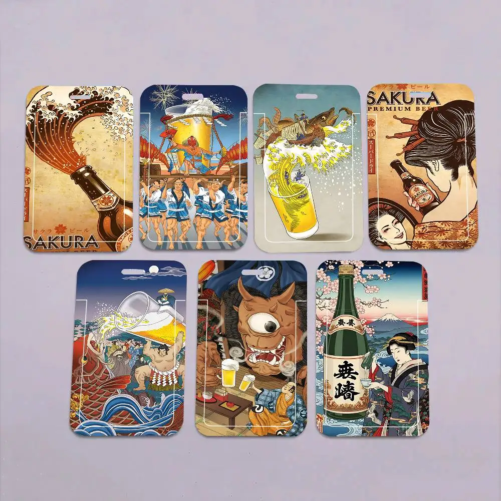 1 unidad Funda protectora para tarjetas de identificación, escolares, de acceso, de autobús y de comedor, con diseño de cerveza A-Asahi de Japón, de fácil inserción