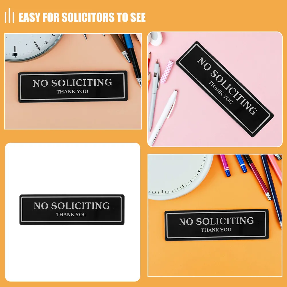 2Pcs No Soliciting Sign for Window Door Wall Acrylic Self-Adhesive Plaque Versatile Application High Contrast Text Do Not