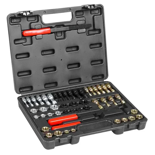49-Piece Thread Chaser Set, UNC UNF and Metric Thread Restorer Tool, Rethreading Tool Kit with 22 Taps 24 Dies 3 Thread Files
