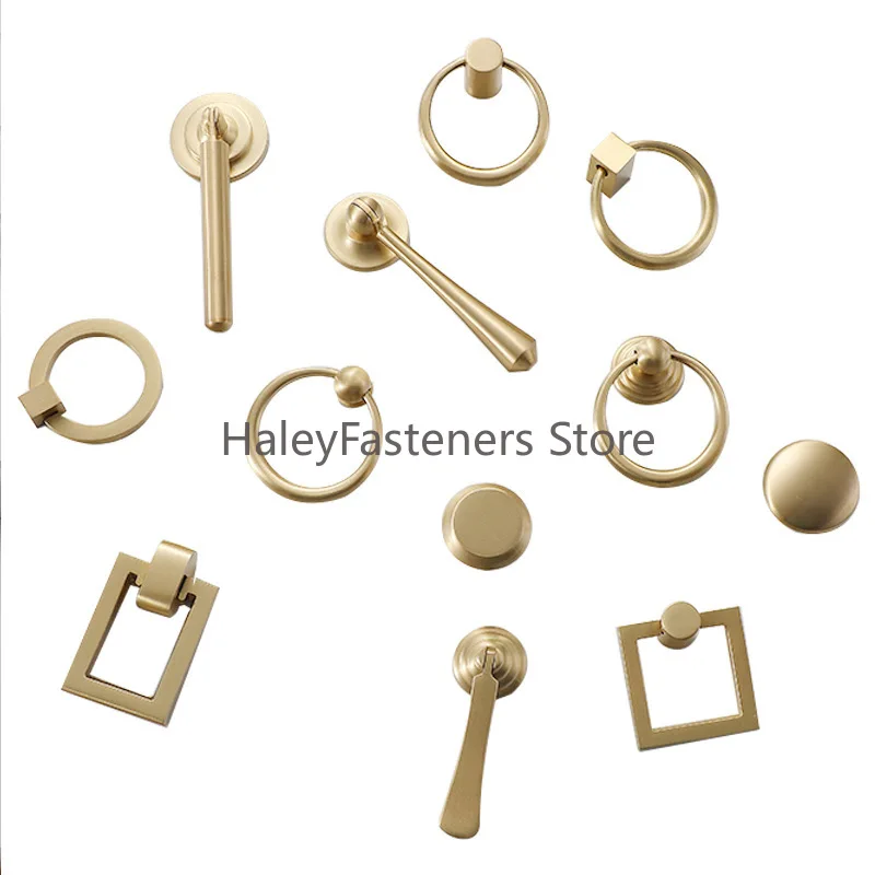 Pure copper pendant handle drawer cabinet door new Chinese brass gold furniture door handle ring pendant handle all copper