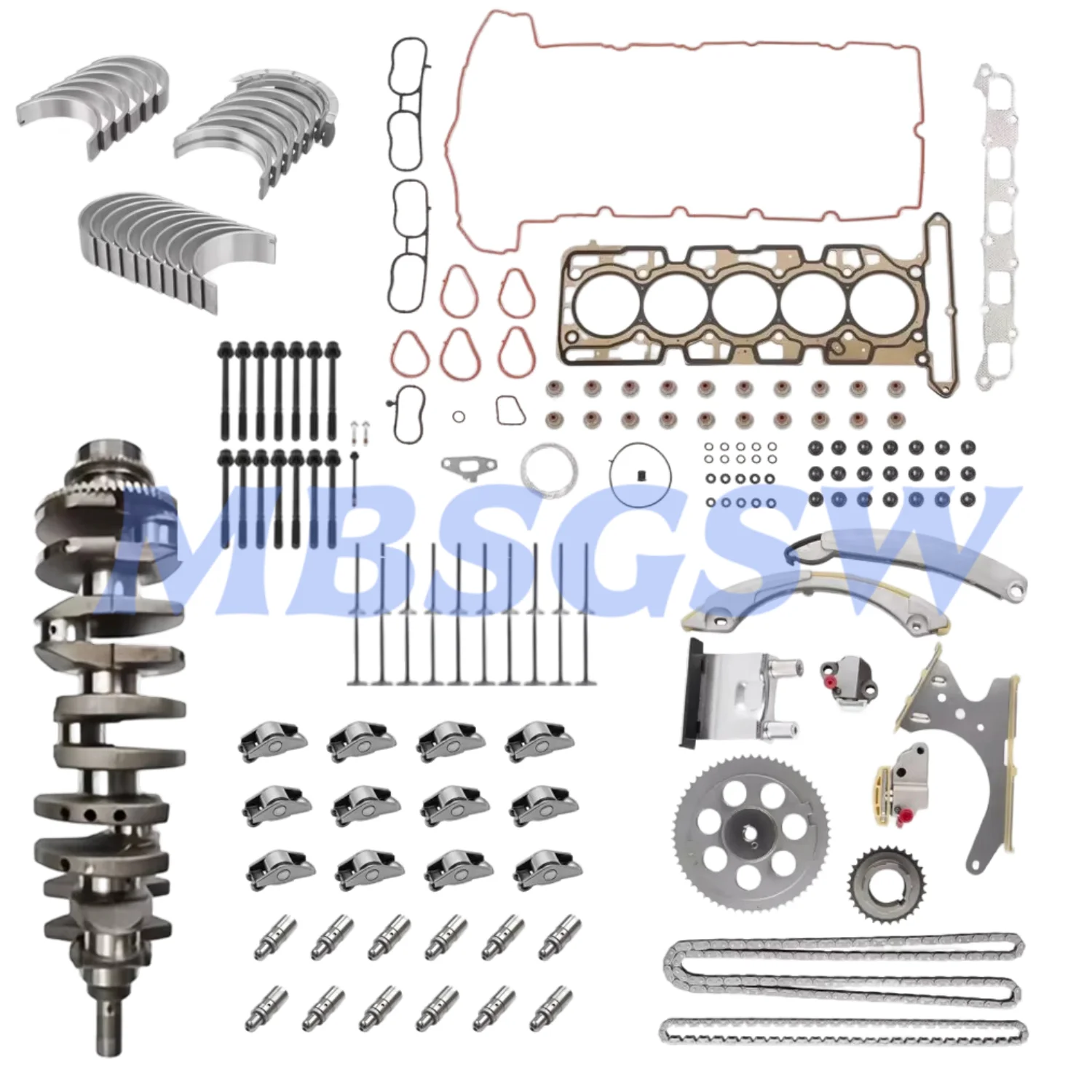 Engine Rebuild Kit Cylinder Head Gasket Timing Chain Valves Crankshaft Fit 3.7 L L5 GAS For Chevy Colorado GMC Canyon Hummer H3