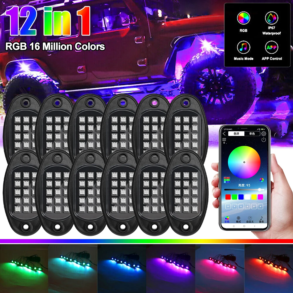 Off road vehicle chassis light modification in car remote control RGB ambient light Bluetooth APP voice controlled decorative