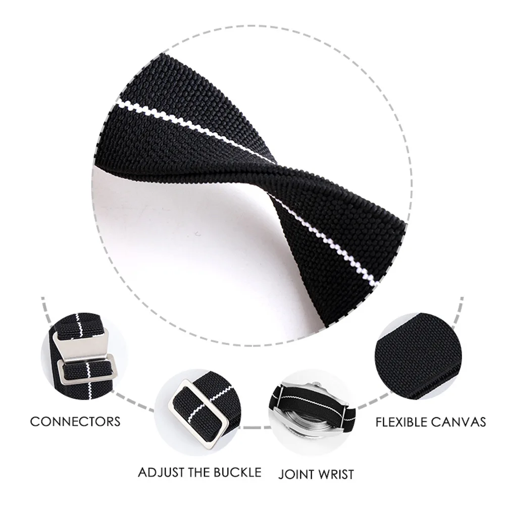 Elastic Nylon Watch Strap 18mm 20mm 22mm Black Green Gray Multi Colors Watch Band Accessories Suitfor Military Watch Strap
