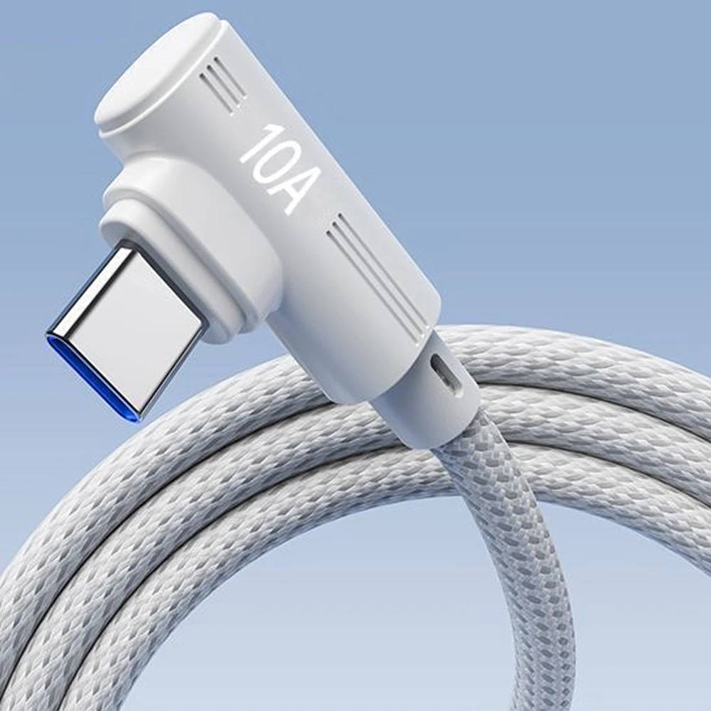 3M/2M/1.5M/1M/0.25M Elbow 10A Fast Charger for IPhone 16 15 Pro Xiaomi Huawei Samsung USB to Type C Charger Cable Transfer Line