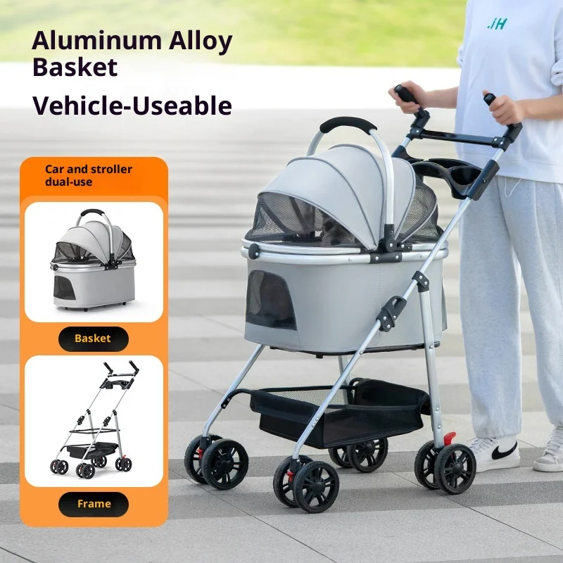 Motion Apex Foldable Lightweight Multifunctional Metal Pet Stroller Waterproof 4-Wheel 30kg Capacity Small/Medium Dogs Outdoor