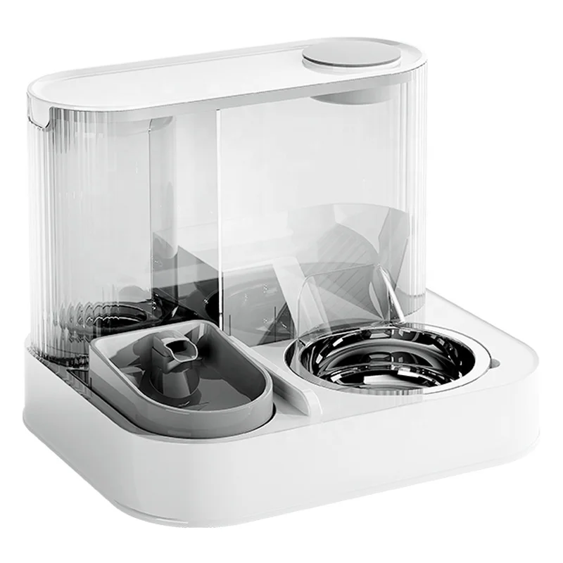 

PP Automatic Dog & Cat Feeder Two-Bowl Integrated Water & Food Two-in-One Water Dispenser for Dogs & Cats
