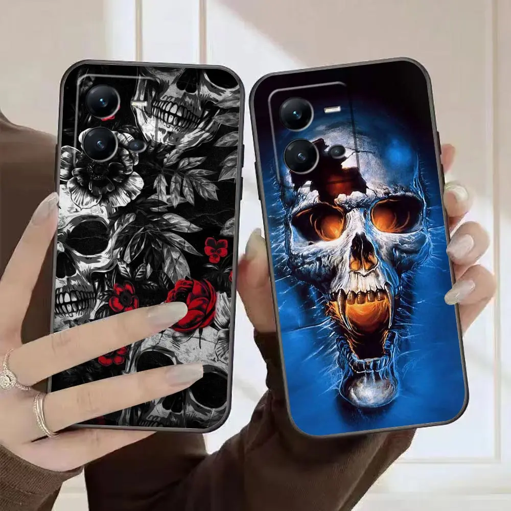 Skull Skeleton Art Phone Funda Case For VIVO X90 X80 X70 X60 X50 X30 X23 V29 V27 V25 V23 V23E V21 V21E V20 Case Capa Coque Shell