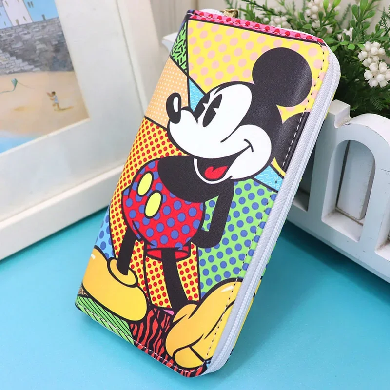 Disney Mickey Mouse Wallet for Women PU Leather Cartoon Long Card Wallet Ladies Mickey Purse Zipper Purse Girls Gift for Her