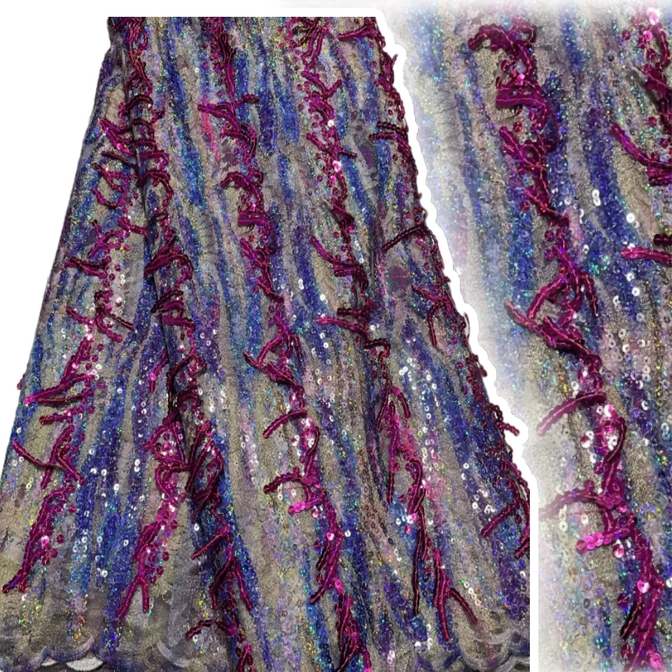 

Африканская женская кружевная ткань для шитья, аксессуары, 2021, роскошные африканские ткани с кисточками и блестками, вечерние платья Asoebi DIY 1411