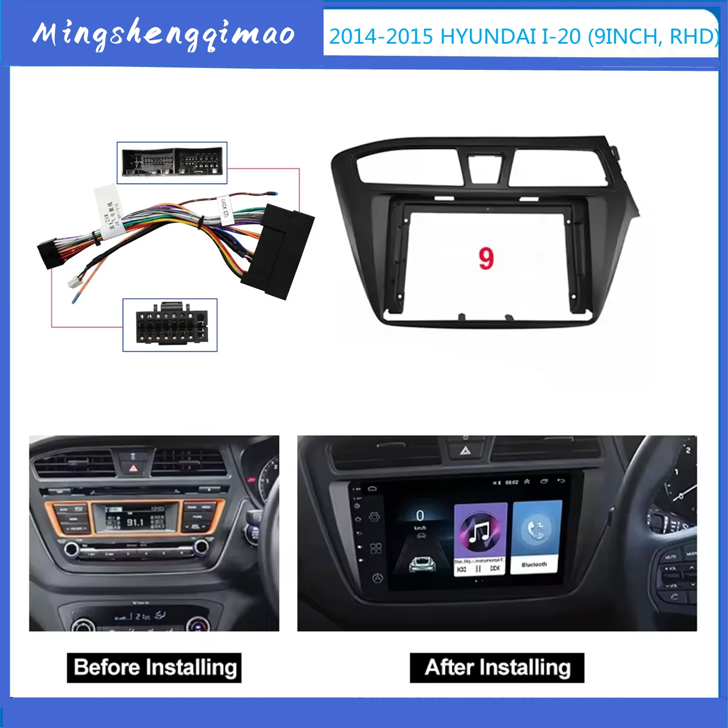 

Auto Radio Video Installation Fascia Frame For HYUNDAI i20 LEFT 2015-2017 Dashboard Refitting Panel 9 inch Dash Kit Fascia Panel