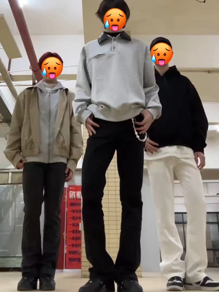 

Bla Knife Jeans Men's Spring Autumn Long Straight Leg Slimming Flared Pants High Waist Cotton Polyester Blend Denim