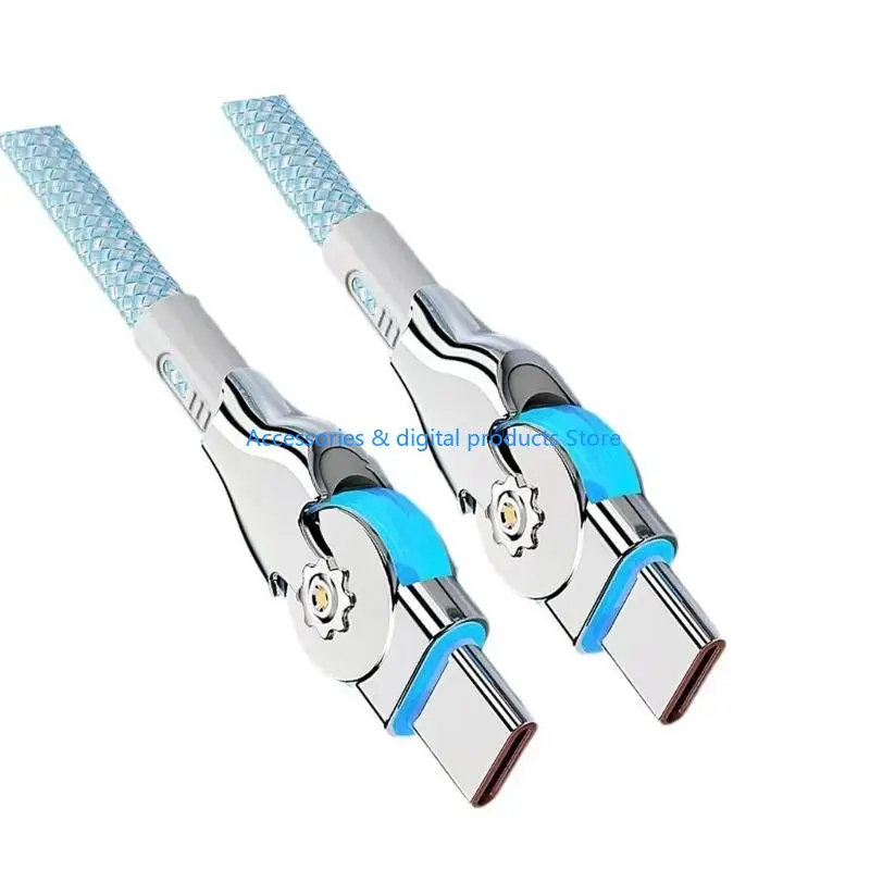 77JD Braided 66W Power Delivery USB C Cable Double Sided Connectors For Quick Charging