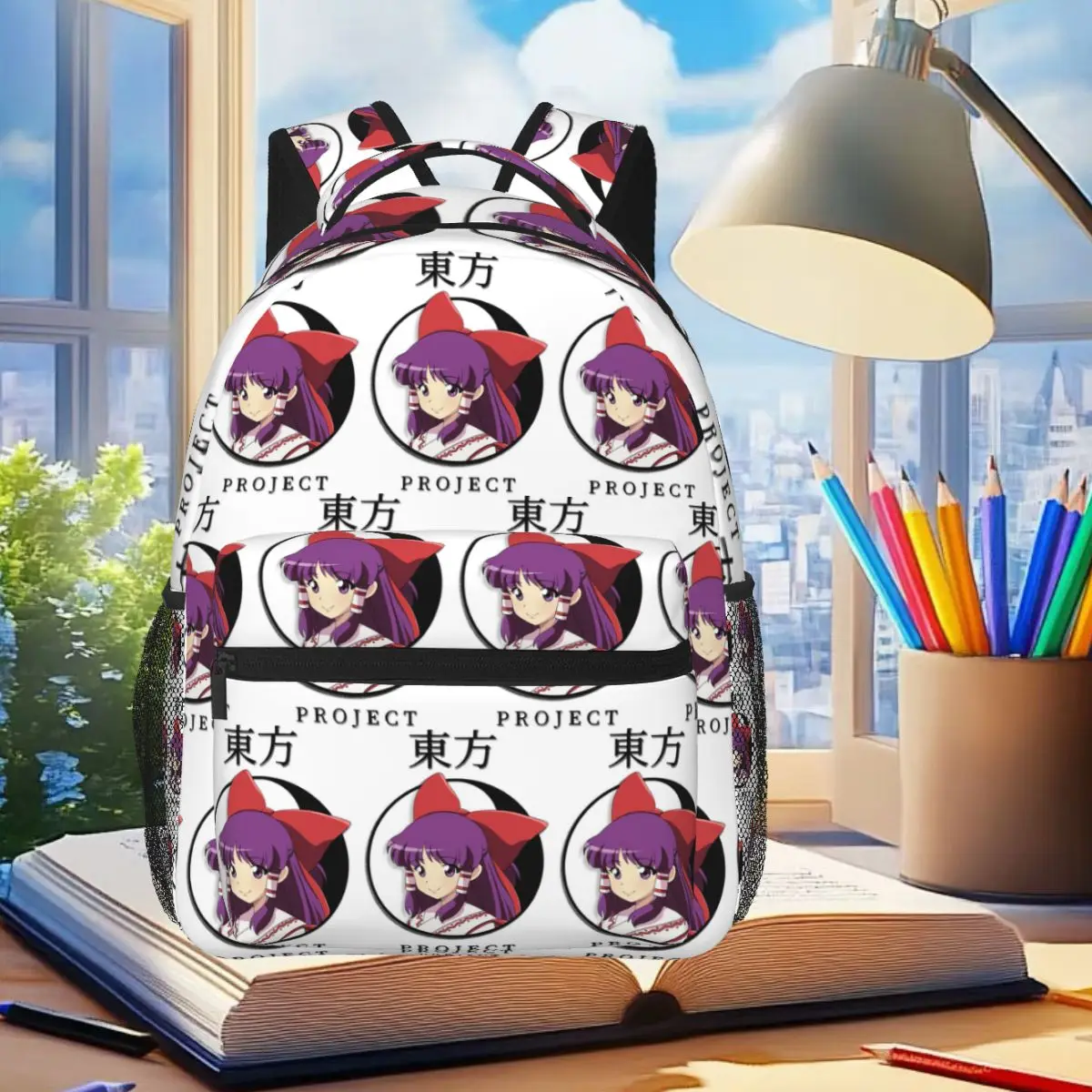 Hakurei Sticker Backpack Student Boys Girls BookBag Kids School Bag Computer Shoulder Bags for Men Women