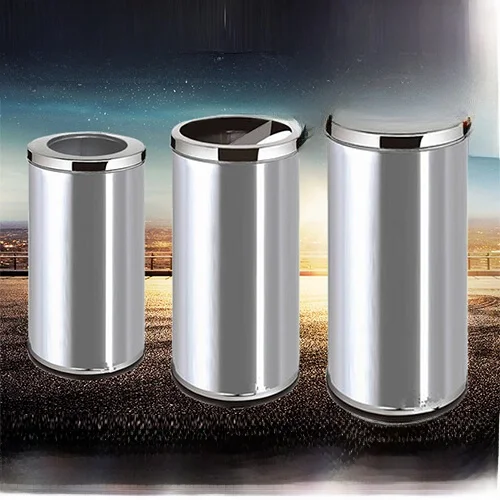 

Мусорное ведро из нержавеющей стали Hong Kong Sle, круглое, для улицы, для лобби отеля, для фруктовых остатков, с откидной крышкой