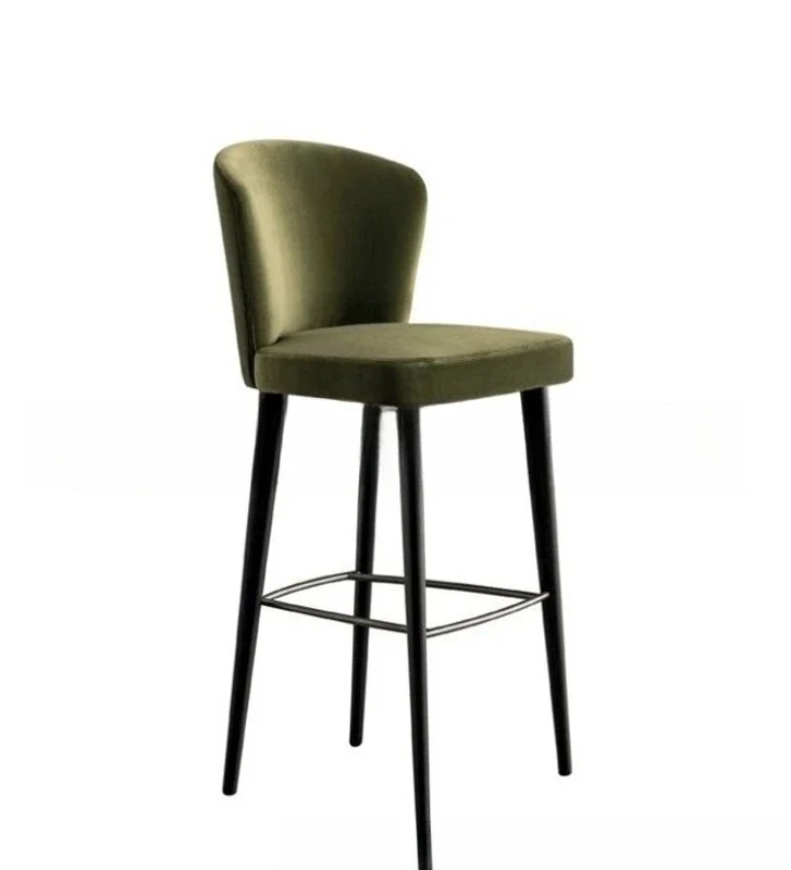 

American simple modern solid wood bar chair, fabric leisure bar stool, leg stool, hotel front desk stool