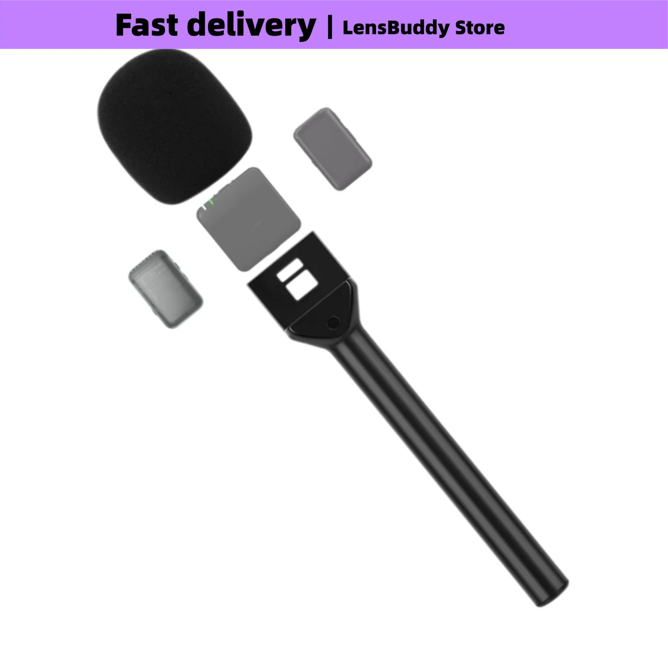 CaTeFo Microphone Handle adapter for DJI Mic/Mic Mini & Rode Wireless Go Microphone Holder - 1/4