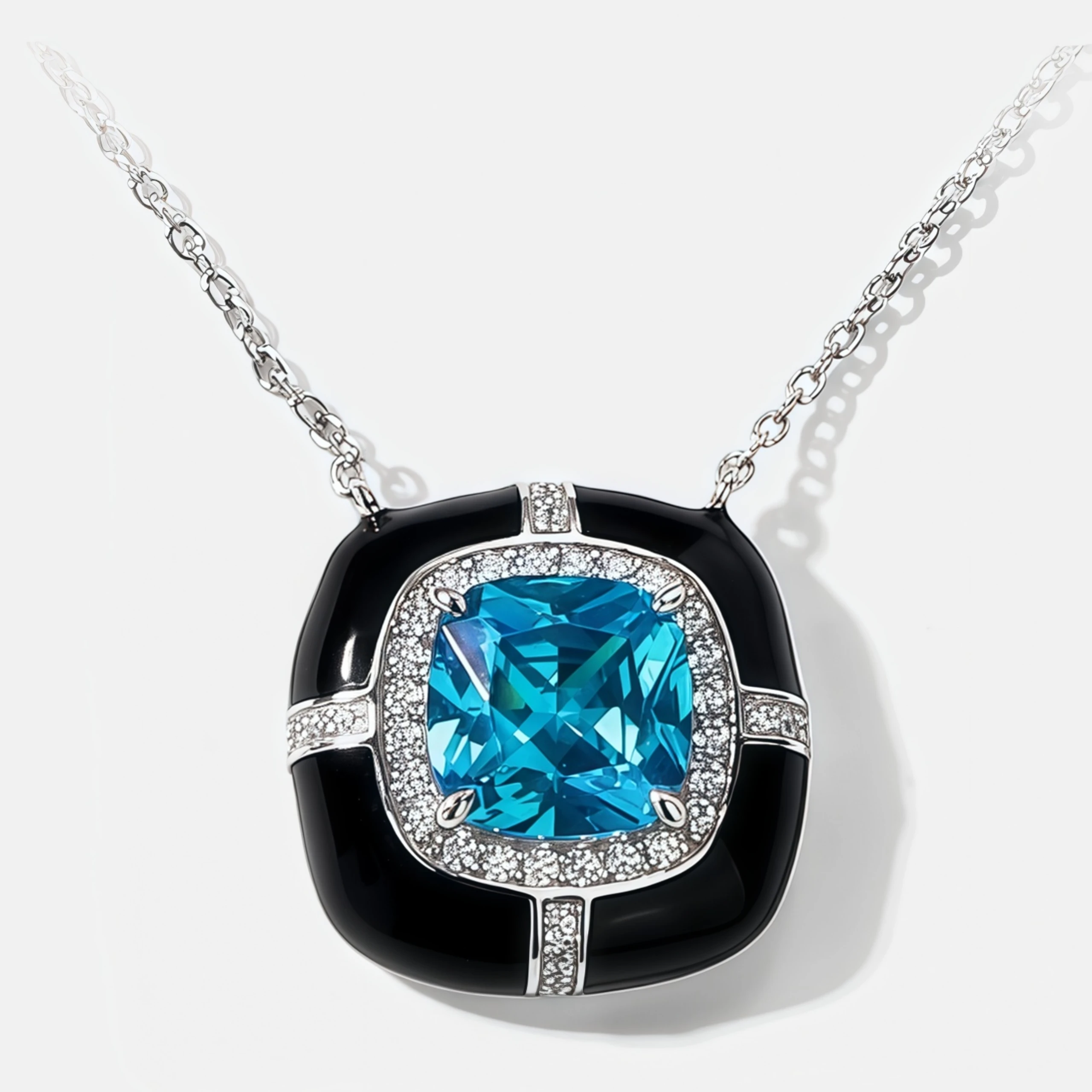 WINKINWINSIN ماركة MST 925 فضة السماء الزرقاء المرأة عالية الكربون الماس شهادة قطرة الماء المعلقات القلائد