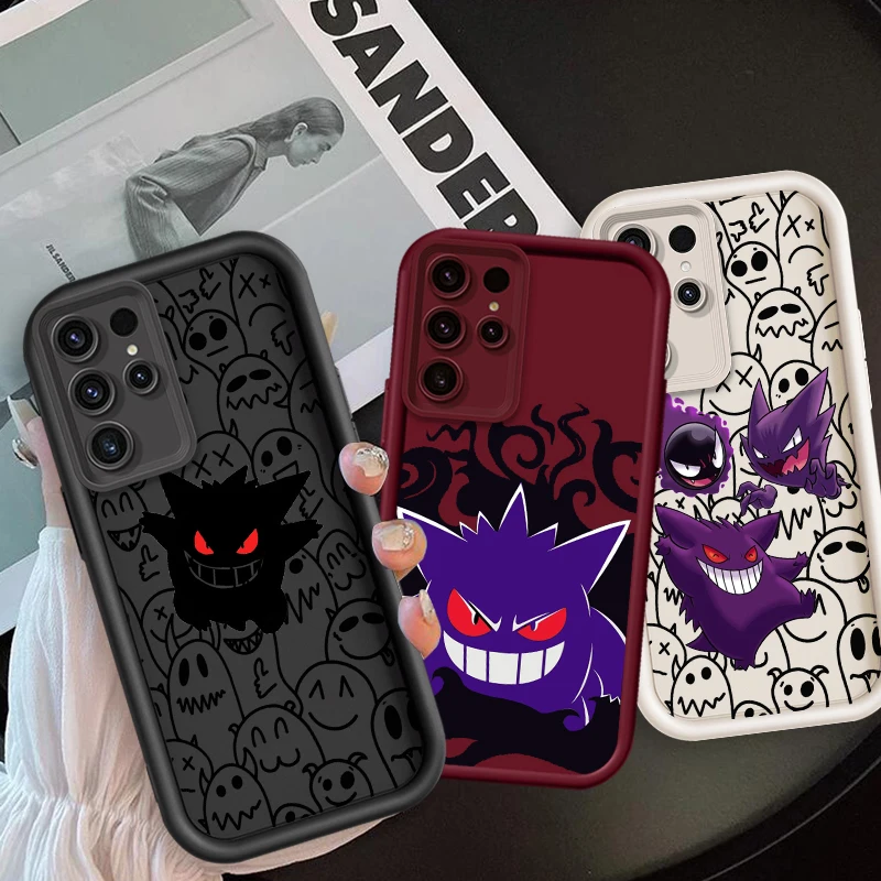 

P-okemon Cool Gengar Cartoon For Samsung Note 20 S24 S23 S22 S21 S20 Ultra Plus FE A25 A23 A22 A15 A31 5G Eye Ladder Soft