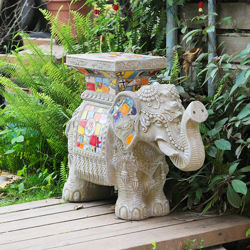 Porcelain Mosaic Garden Garden Entry Elephant Town House Ornament Garden Landscape Animal Ornament