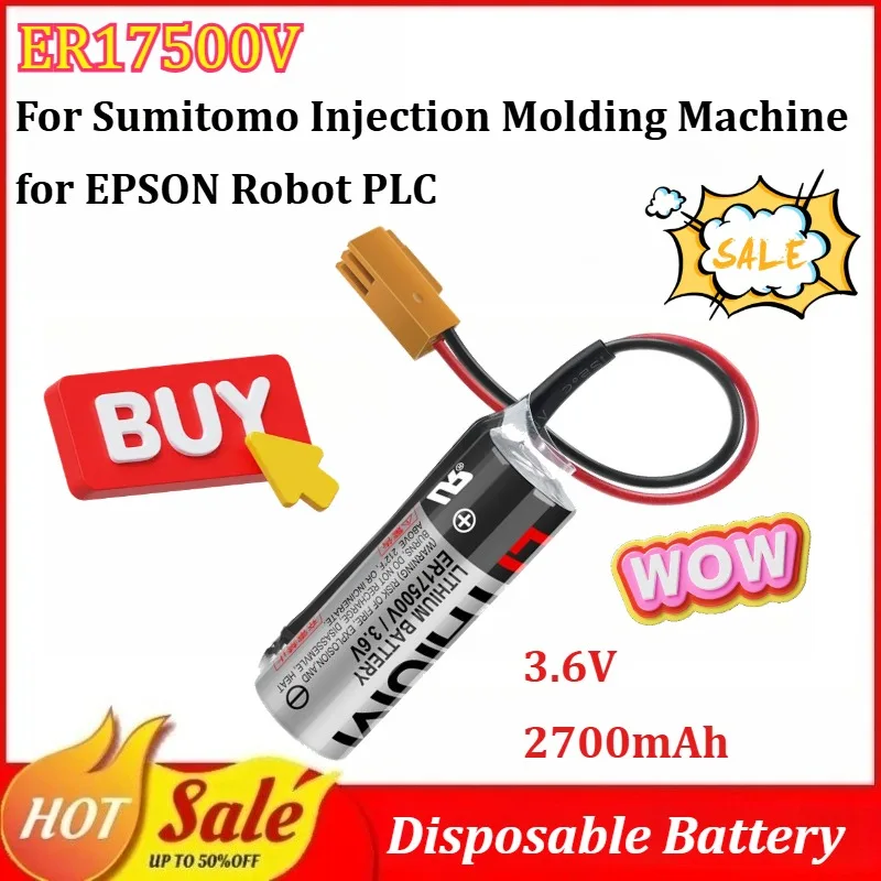 

10PCS ER17500V 3.6V 2700mAh Disposable Battery for Sumitomo Injection Molding Machine for EPSON Robot PLC Lithium Battery