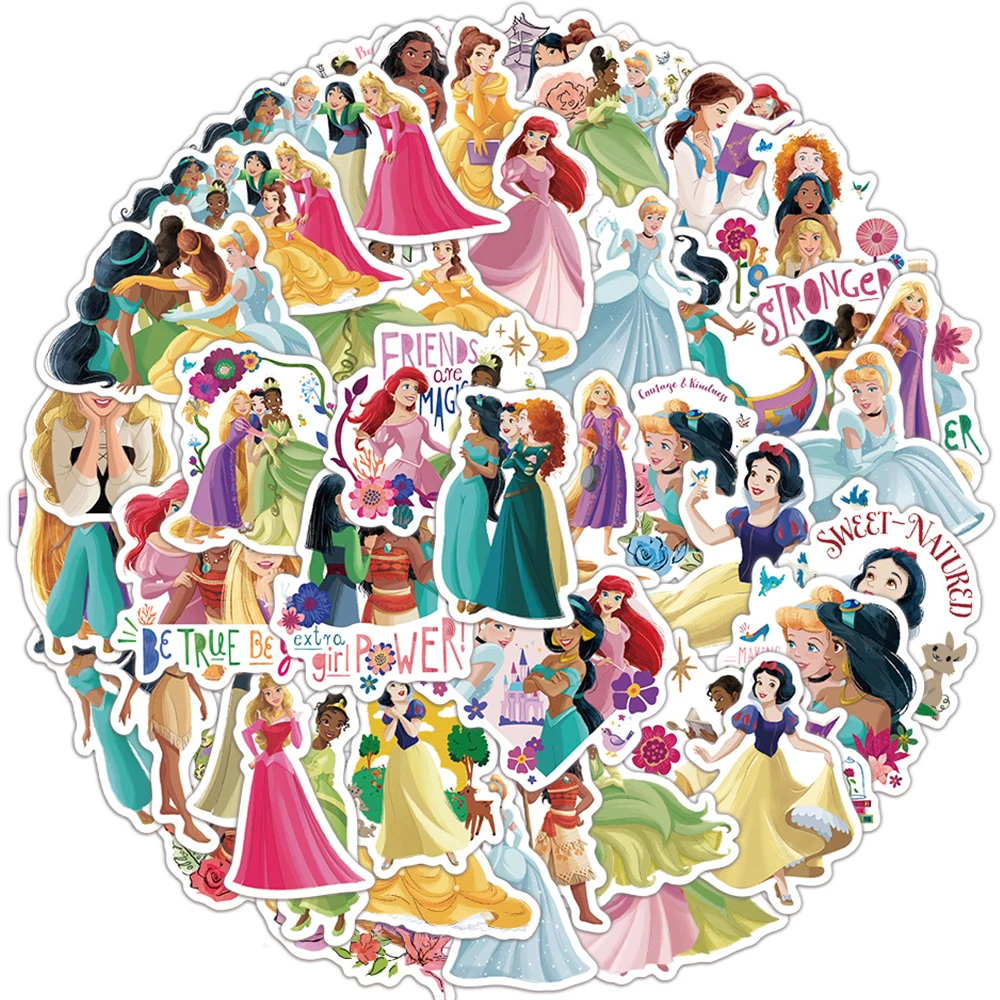 10/30/50pcs Disney Anime Principessa Belle Rapunzel Adesivi Cute Cartoon Adesivo FAI DA TE Bagagli Telefono Chitarra Classico Giocattolo Per Bambini Decalcomanie