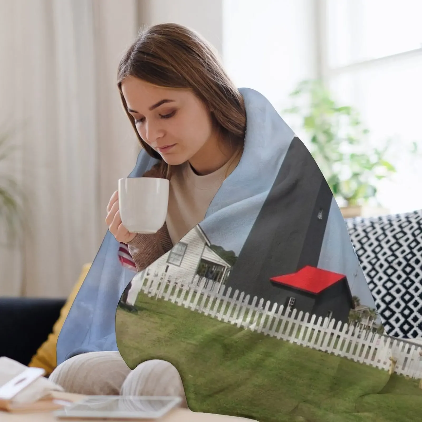 بطانية رمي منارة جزيرة Tybee لفصل الشتاء، بطانيات منقوشة للسرير مزخرفة فردية #3