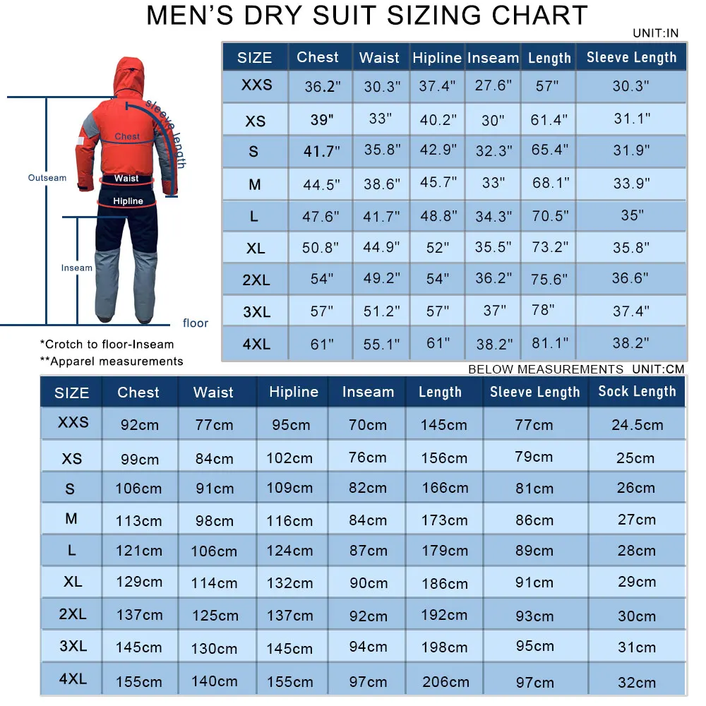 Men Drysuit With Detachable Hood Waterproof Breathable Paddling Kayak Dry Suit Against Cold Water Warm Rescue Clothing Winter