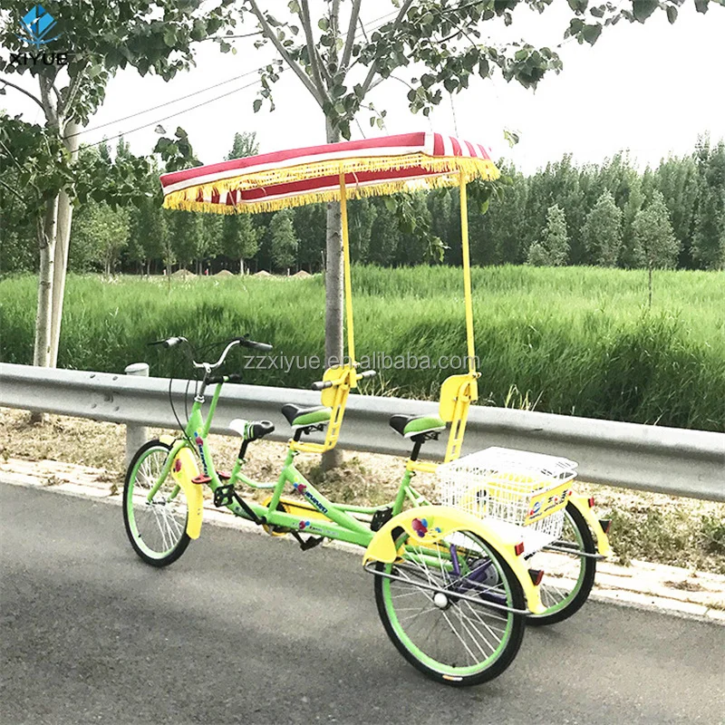 

Three-Wheeled Parent-Child Bicycle Sightseeing Tourist Recreational Vehicles 3 Person 24 Inch Beach Cruiser tandem Bike for Sale