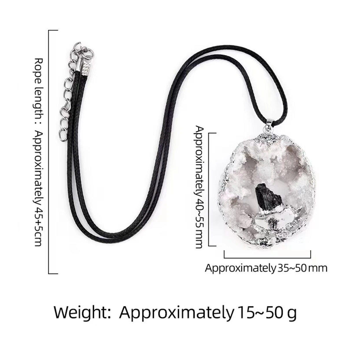 Agate Cave Silce Pendant Necklace Druzy Irregular Reiki Healing Chakra Crystal Handmade Jewelry for Women