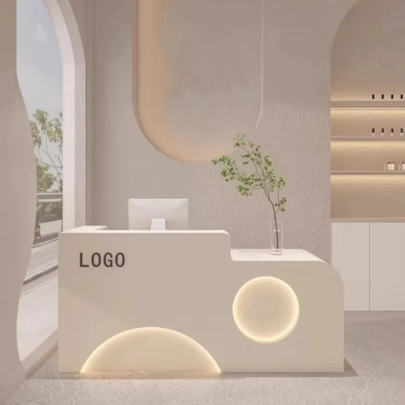 Simple salon front desk with barbershop or clinic drawer organizer