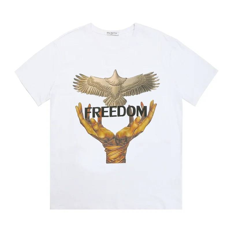 Young long live the priceless faith of freedom Printed 100% Cotton Short Sleeve Men's T-shirt hip hop women tee Clothes Tops