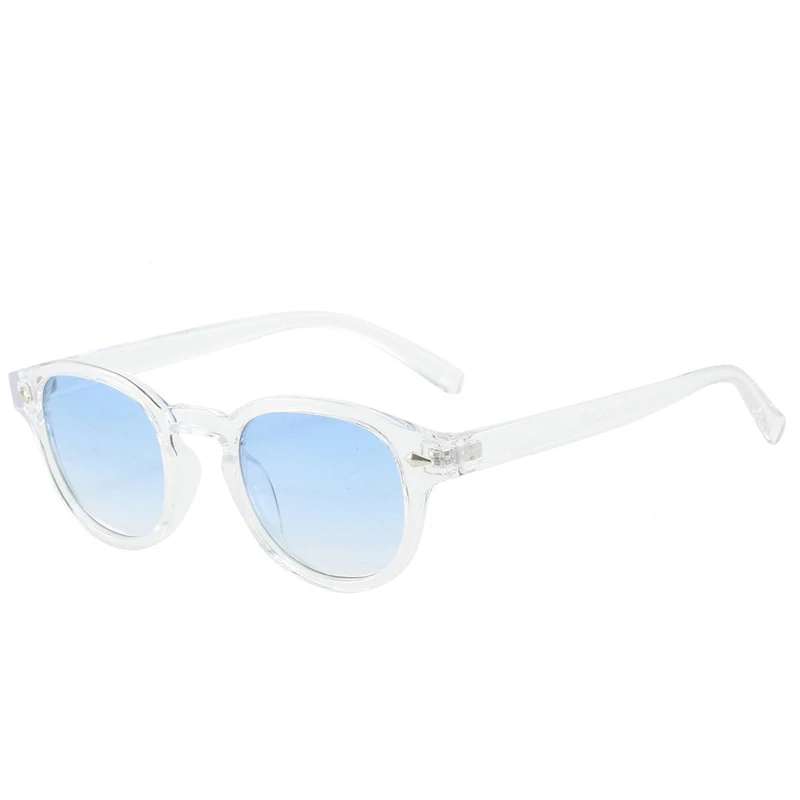 Eenvoudige vintage ronde zonnebril dames heren 2025, luxe merkontwerp, retro klinknagel, geel, blauw lens, vierkante zonnebril, vrouwelijk UV400