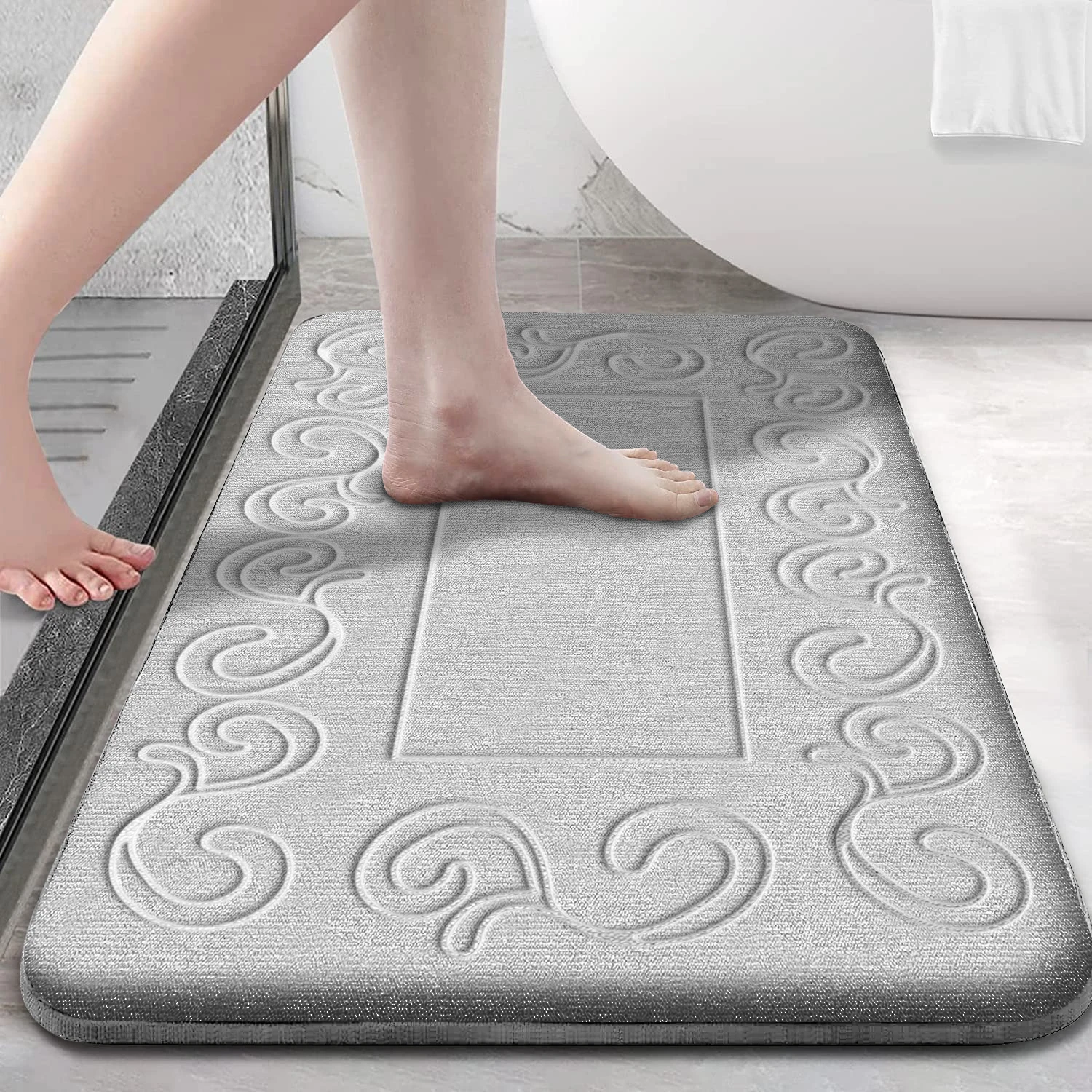 Tapis de salle de bain absorbant antidérapant, ultra doux, lavable en machine, décoration de la maison