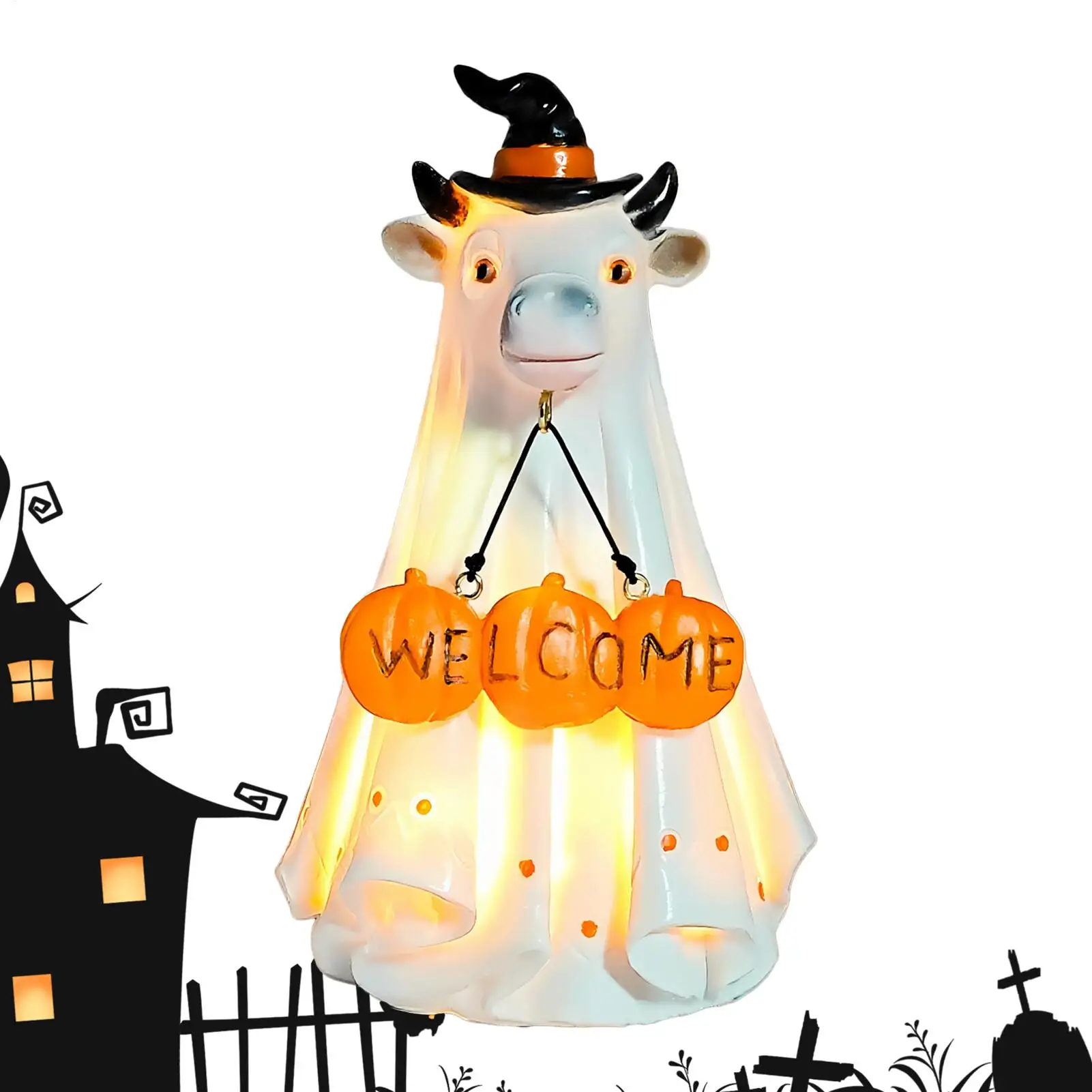 

Скульптура призрака из смолы, статуя, светящийся призрак, животное, уличные украшения, украшения на Хэллоуин, центральные детали стола для каминки