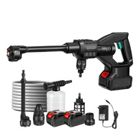 6-in-1 Adjustable Nozzle 21V Portable Power Water Gun with 16.4FT Water Pipe Brushless Motor Black Cordless High Pressure Washer