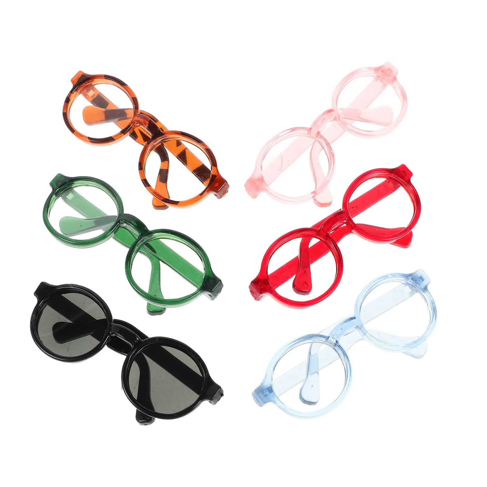 

Набор из 6 миниатюрных пластиковых легких круглых очков для кукольных домиков, поделок, фотосессий с животными и креативного декора