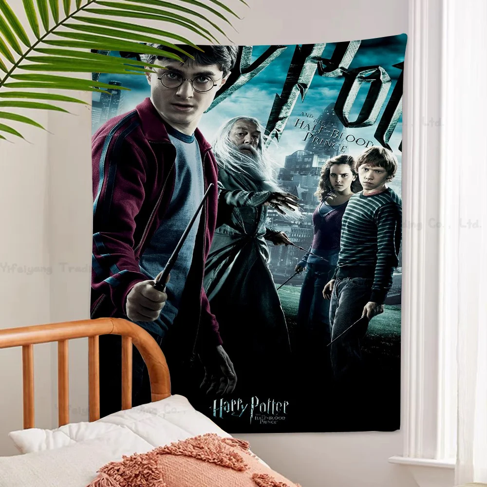 H-Harries Potters Film Cartoon Tapestry Art Science Fiction Room Home Decor Wall Hanging Home Decor