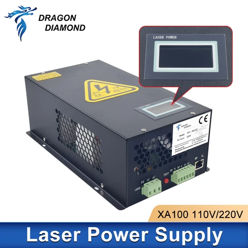 Imagen 2 del producto Fuente de alimentación láser Co2 HY-XA100 con pantalla, fuente de alimentación láser para máquina cortadora de grabado láser CO2 de 100W