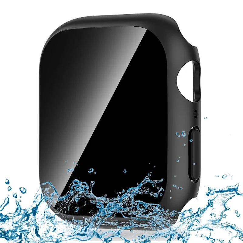 Privacy Tempered Glass+Case For Apple Watch Cover 40mm 41mm 44mm 45mm Anti-Peeping Screen Protector For iWatch 9 8 7 6 5 4 SE