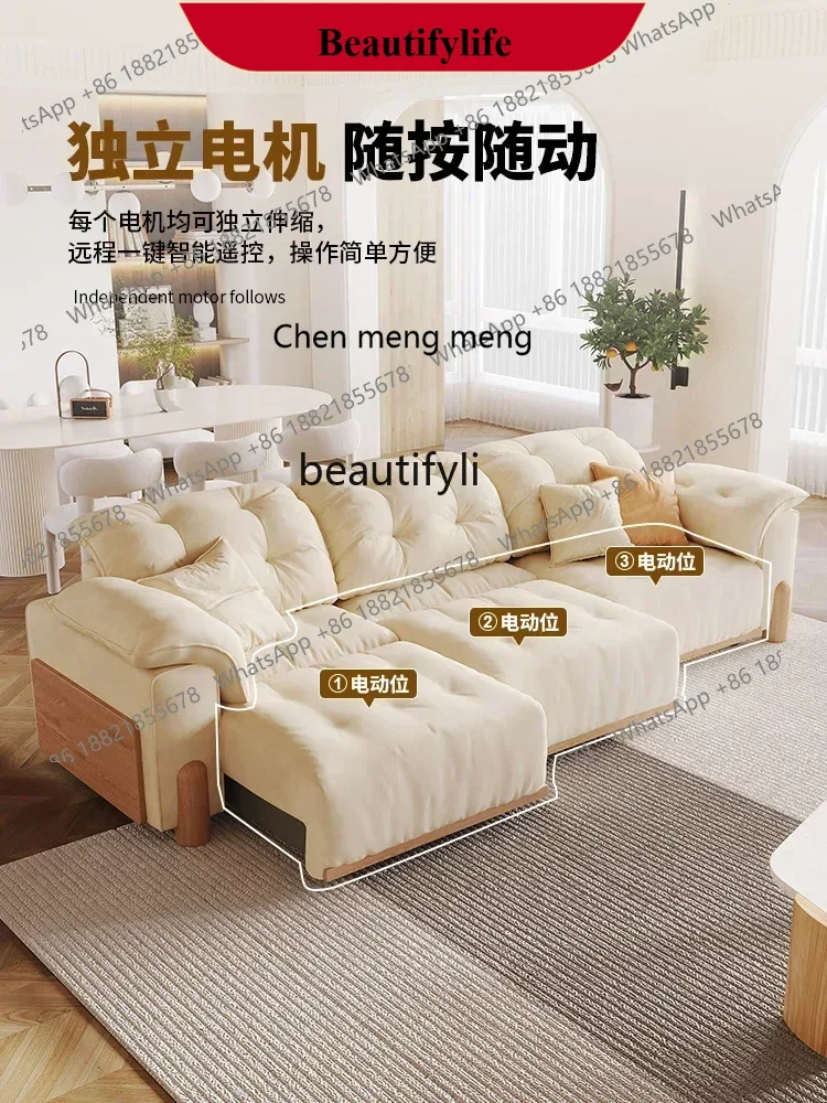 

z183 Log cream wind electric function sofa living room new simple Japanese cat scratching cloth adjustable sofa bed