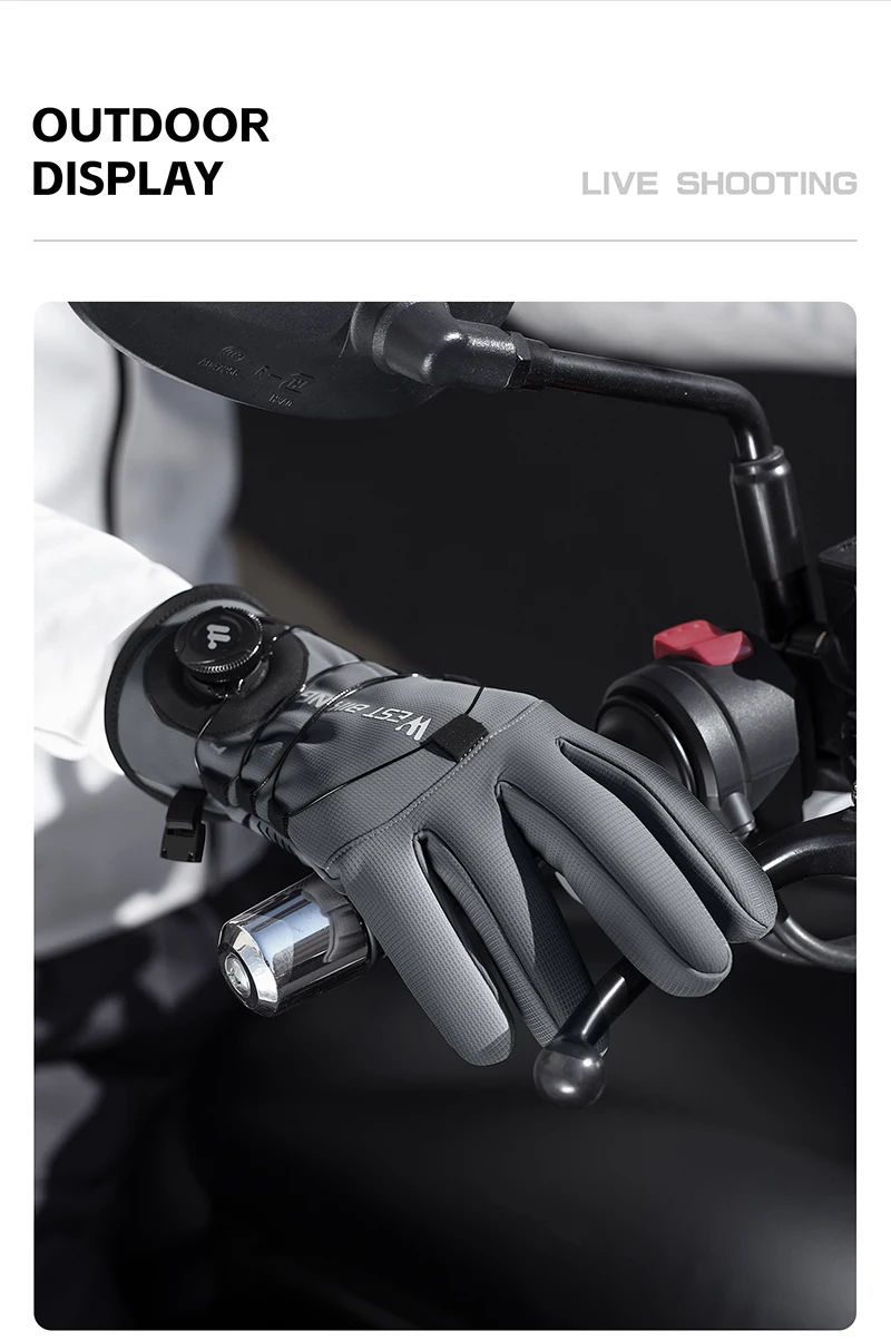 WEST BIKING Winter-Wärmehandschuhe für Herren, winddicht, mit Fleece, selbstverriegelndem Knopf, Touchscreen-fähig, rutschfest, für Mountainbike, Rennrad und Motorrad. – Detail 16