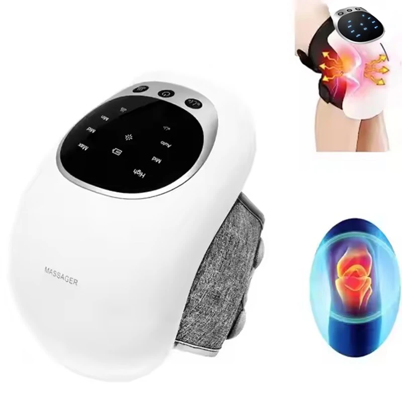 Neues beheiztes Kniemassagegerät und Vibrations-Knieschmerzlinderung, warme Massage für