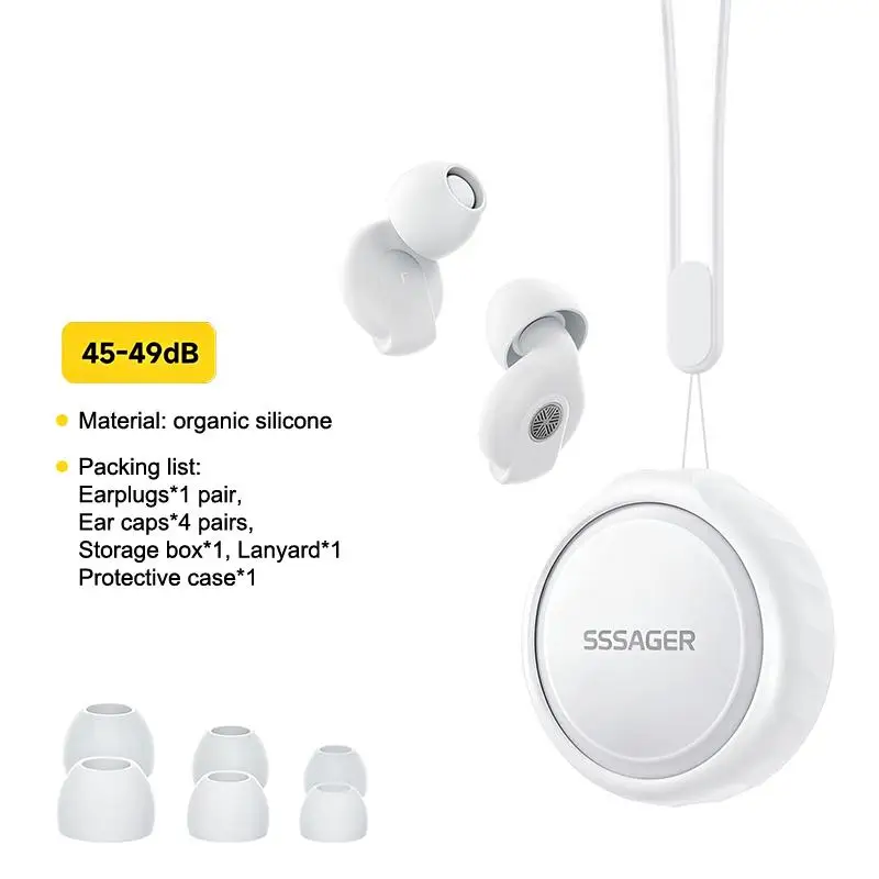 ▶Noise Canceling Earplugs 45-49dB Noise Reduction Soft Silicone For Sleep Work Travel Long Wear