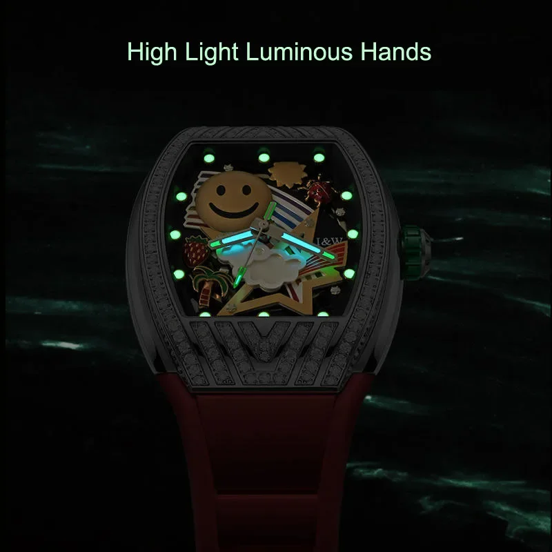 IW كرنفال الحركة التلقائية الذكور ساعات المعصم الميكانيكية الرياضة مضيئة مقاوم للماء تونيو الياقوت مرآة ساعة للرجال