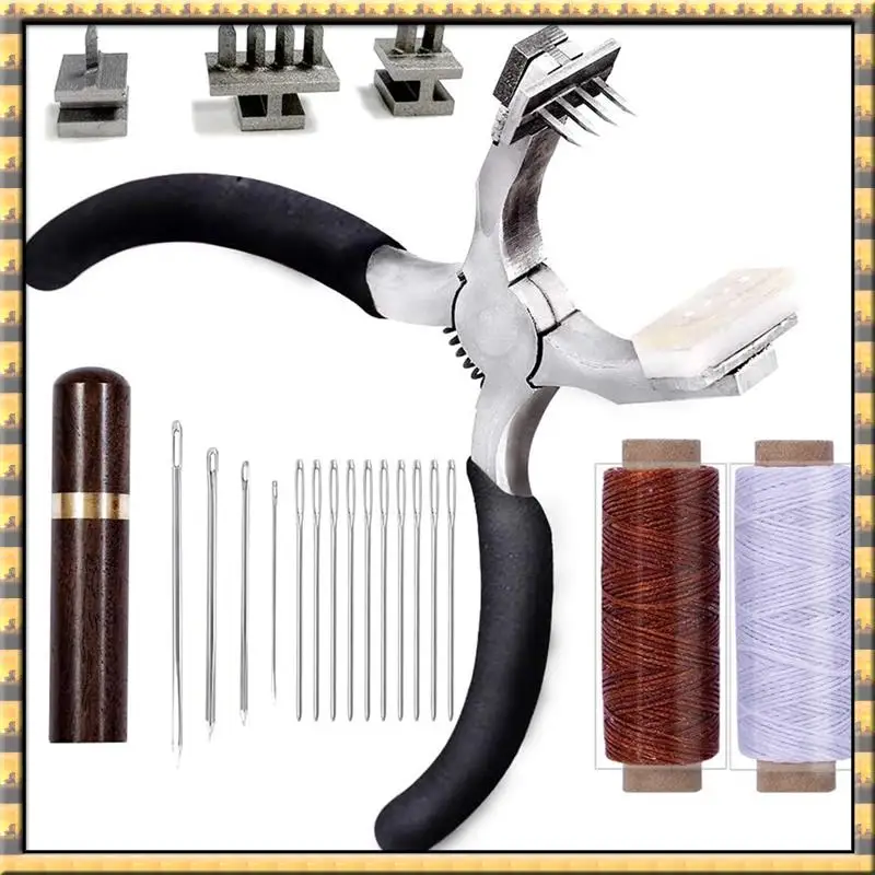 

Apr.Silent Ромбические кожаные плоскогубцы, деревянный иглодержатель, дырокол для вышивания, вощеная нить для ремней, ремней обуви