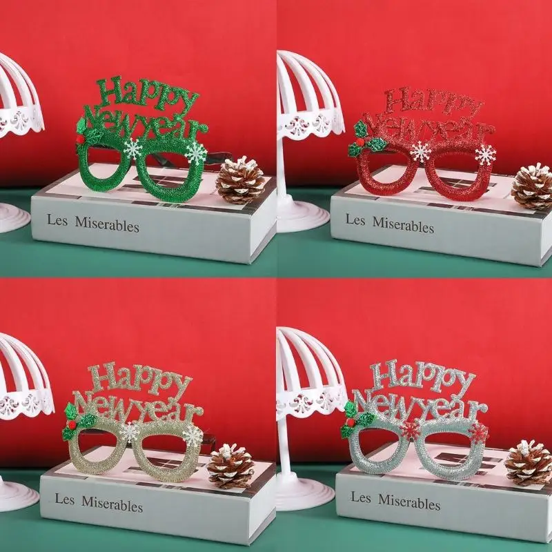 D0UBクリスマスパーティーメガネスパンコール明けましておめでとうございますレターフレームメガネクリスマス装飾