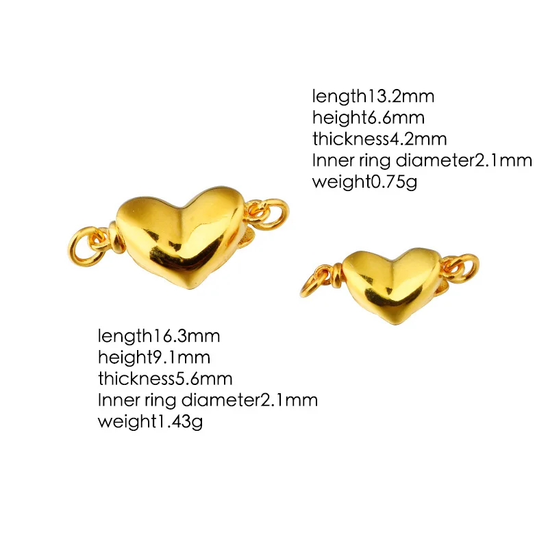 925 sterling silver pearl buttonhead press heart plunger buckle Handmade DIY bracelet necklace connection buckle