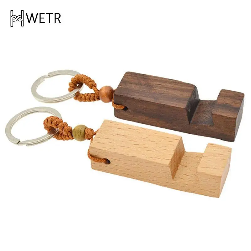 Wood Phone Holder Stand Pendant Keychain Car Keyring Fashion Accessories Bag Pendant Fashion Creative Gifts